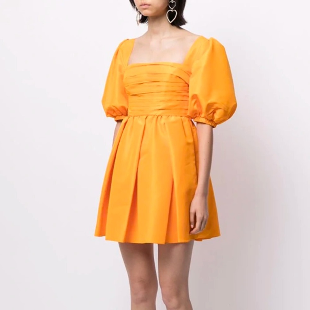 Self-Portrait Canary Yellow Taffeta Mini Dress US8/UK10